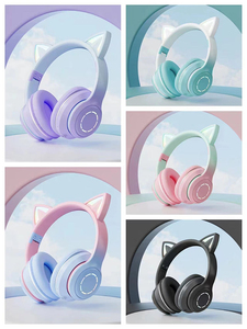 Pink Cat Ear Wireless Headphones With RGB Lights Bluetooth 5.3 Over Ear <b>Gaming</b> Headset Touch <b>Control</b> Bass Boost - Product Image 6