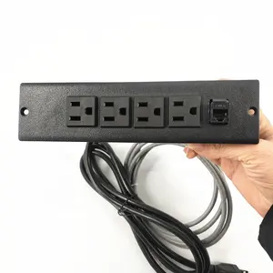 Regleta rectangular para empotrar en escritorio, toma de corriente con 4 salidas de CA, 1cat6, rj45, para muebles de oficina, US