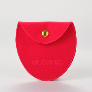 GLAMPKG Custom Small Jewelry Container Unique Design Long Velvet Oval Gold Metal Button Bag With Logo Packaging - Product Image 5