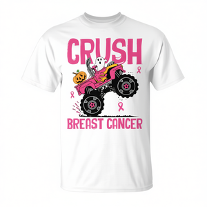 Camiseta infantil Crush Breast Cancer Awareness Monster Truck, manga corta, cuello redondo, unisex, para Halloween, caminatas, carreras y eventos - Product Image 2