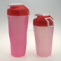 Diamant En Plastique SANS BPA shake protéiné mélangeur bouteille avec silicone d'agitation boule