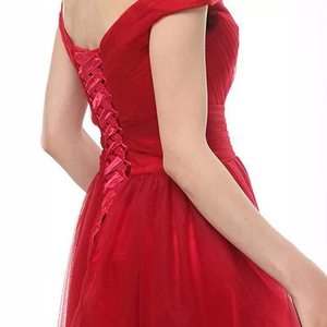 Off Shoulder Tulle Ball Gown Empire Waist Long Evening Dress Formal Wedding Banquet Dress - Product Image 5