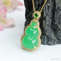 Collier pendentif en calcédoine verte Ximang 2026, agate en forme de gourde, vente en gros d'usine, diffusion en direct, génération S3071905
