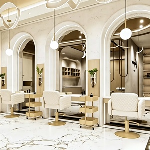 Station de travail pour salon de coiffure, mobilier de salon de beauté, design d'intérieur personnalisé pour salon de coiffure, personnalisation complète de la pièce, décoration de magasin - Product Image 2