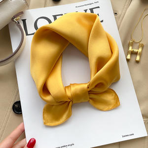 卸売ソリッドカラー女性用シルクサテンショールヒジャーブ大サイズ50*50 Twillスタイル無地女性用シルクスクエアスカーフ - Product Image 6