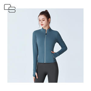 कस्टम काले हरे रंग की लंबी आस्तीन त्वरित सूखी महिला योग शीर्ष पर - Product Image 1