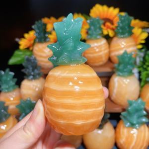 Vente en gros de cristaux de guérison naturels en calcite jaune et <span class=keywords><strong>aventurine</strong></span> verte en forme d'ananas pour la décoration - Product Image 3