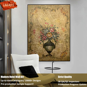 UNIART classico vaso di fiori puro dipinto a olio fatto a mano di alta qualità Still Life <span class=keywords><strong>realismo</strong></span> pittura a olio acrilico su tela decorazione murale - Product Image 2