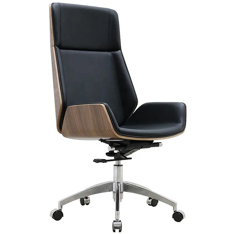 उच्च वापस घर कार्यालय कुर्सियों, काले चमड़े के कार्यालय की कुर्सी, बहु-कार्यात्मक कुंडा कुर्सी