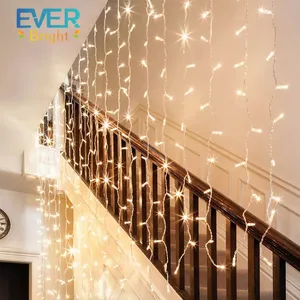Led Christmas Curtain String Lights Party Wedding Holiday New Year Decor Bell Deer Star Tree Garland Fairy Led Icicle Light