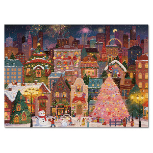 Rompecabezas de Madera de Navidad, 101-500 Piezas, Estilo de Dibujos Animados, Impresión a Todo Color, Esquinas Onduladas, Rompecabezas de Cartón para Juego Familiar - Product Image 1