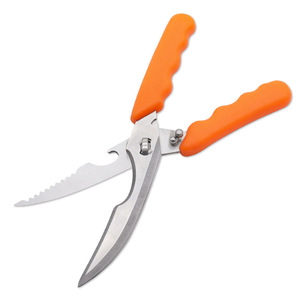 <b>Kitchen</b> <b>Scissor</b> Stainless Steel Orange Handle Elbow Shape For Home Use - Product Image 1