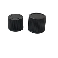 Capuchon à vis en plastique PP noir anti-déversement de 13 mm avec impression sérigraphique personnalisée, forme Lianma, pour bouteilles cosmétiques