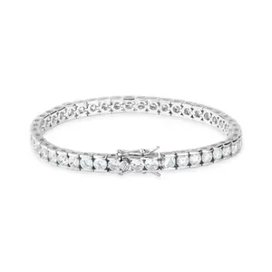 Keiyue thiết kế tuyệt vời Claw thiết lập 925 Sterling bạc trắng Zircon vuông đá Tình Bạn quần vợt Vòng đeo tay cho phụ nữ