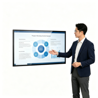 Tableau blanc interactif intelligent avec écran tactile PCAP 4K de 55 à 98 pouces, double système d'exploitation Android 11 et Windows, interface USB pour l'enseignement en ligne