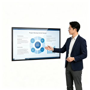 Tableau blanc interactif intelligent avec écran tactile PCAP 4K de 55 à 98 pouces, double système d'exploitation Android 11 et Windows, interface USB pour l'enseignement <span class=keywords><strong>en</strong></span> <span class=keywords><strong>ligne</strong></span> - Product Image 1