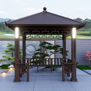 ศาลาสี่มุมแปดเหลี่ยมลายไม้โบราณสำหรับสนามหญ้าในชนบทและบ้านสวน - Product Image 3