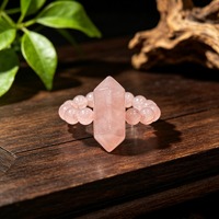 Bagues empilables hexagonales en cristal ZK E pour femmes et hommes, faites à la main, en pierres naturelles, ajustables, extensibles, pour soulager l'anxiété, avec breloques