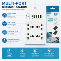 Stop Kontak Universal Multifungsi 4U+1PD(2A) Kabel Ekstensi 4 Outlet 2M Kabel Dapat Disesuaikan Hub Daya Bengkel