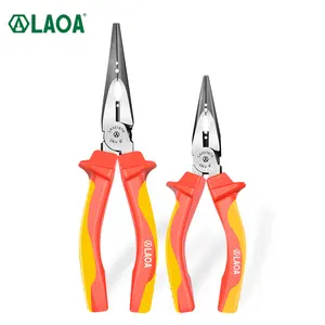 LAOA VDE Needle Nose Pliers 6'' 8'' 1000V Insulated and Labor Saving Insulated Rubber Coated Handle Electrician Hand