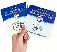 Support de table carré en acrylique NFC pour avis Google, avec puce NTAG213 et plaque QR Code pour avis sur les réseaux sociaux