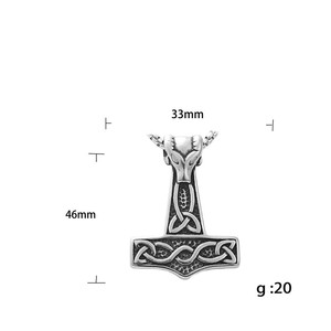 yunnique Thor Hammer Pendant Stainless Steel Men's Necklace Retro Geometric Design Gift 190135 - Product Image 5