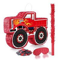Achetez une petite piñata en forme de camion pour les anniversaires des enfants, piñata de construction avec bâton, bandeau et confettis pour les événements de carnaval, la décoration de fête et les jeux.