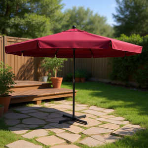 Sombrilla de Jardín Extra Grande de Aluminio Rojo Burdeos de 3.5 M con Inclinación Manual y Base de Acero para Patio Exterior - Product Image 2