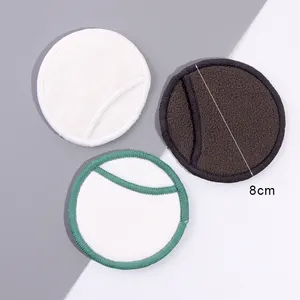 Skin Tag Logo Black Exfoliating Terry Face Eco Bamboo Make Up Remover Pads With Bag For Washing
