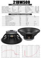 Haut-parleur subwoofer de 21 pouces, 2400 W de puissance élevée, aimants doubles, 280 mm, bobine vocale de 5 pouces, 98 dB, haut-parleur de haute qualité.