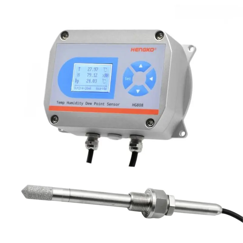 HG808W3 Transmissor de alta temperatura e umidade para exibição de ponto de orvalho rs485 0-5V 0-10V 4-20mA para salas limpas farmacêuticas