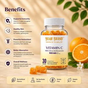Gomitas con Sabor a Naranja y Vitamina C para Reforzar el Sistema Inmunitario, Sin Gluten, Sin OMG, Textura Suave, Marca Privada, Suplemento OEM - Product Image 2