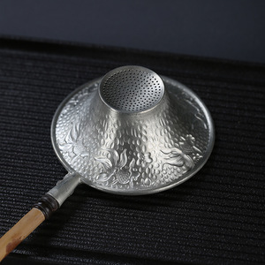 Handmade Pure Tin Tea Strainer With Bamboo Handle Reusable Tea Filter For Tea Ceremony Accessories - Product Image 2