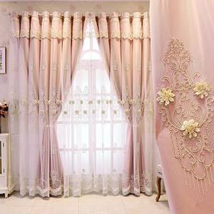 Rideaux européens double couche brodés en relief de luxe haut de gamme pour chambres et salons - Product Image 3