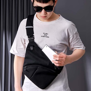 Men's Sling <b>Bag</b> Nylon RFID Blocking Zipper Closure Anti Theft Phone Pocket <b>Black</b> 7 Inch All Seasons Casual Use - Product Image 1