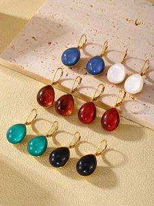 Multi Colors Resin Dangle <b>Earrings</b> for Women | 18K PVD Gold Plated Stainless Steel | Waterproof, Hypoallergenic & Non-Fading - Product Image 2