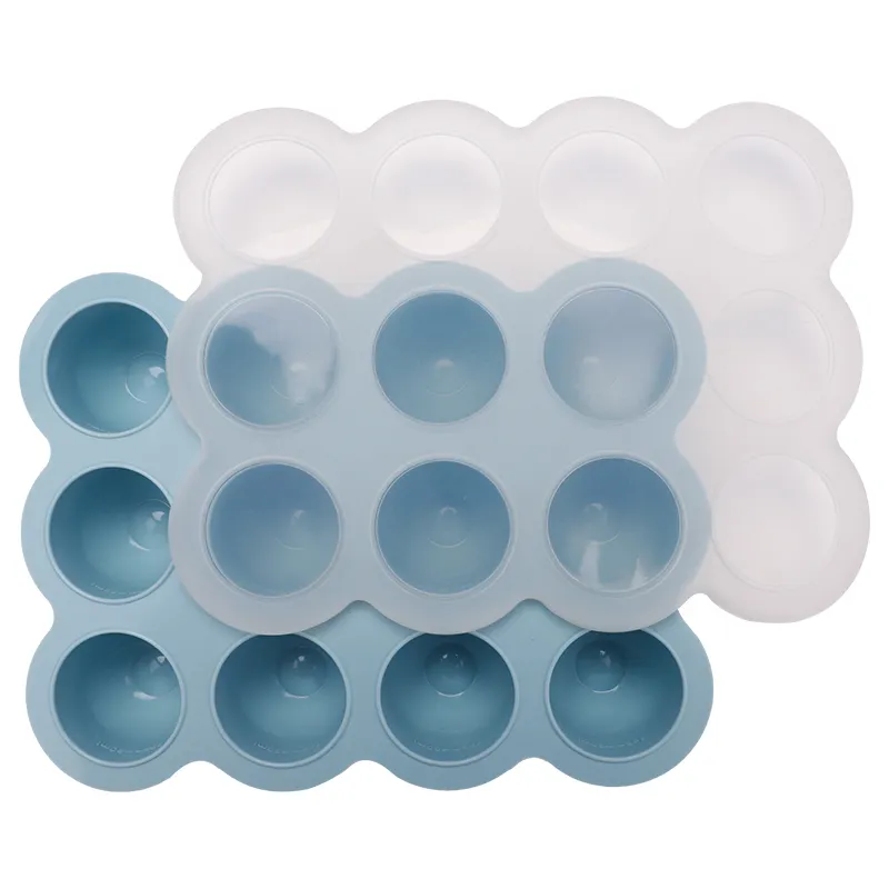 Modern Design Small Silicone Food Storage Container BPA Free with 12 Cavities Clip-On Lid for Baby Snacks Microwave Safe