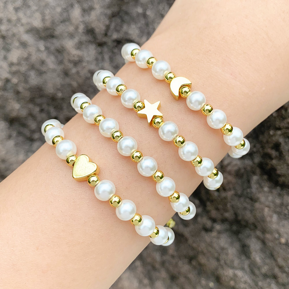 【VINTAGE HOLLYWOOD】Pearl n Crystal Beads Bracelet Pearl Bead Memory Wire Bracelet / Classic Hollywood Bracelet