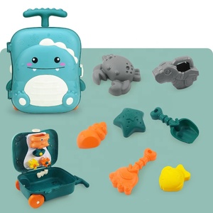 Lot de 8 pièces valise pour enfants, <span class=keywords><strong>jouet</strong></span> de plage en plein air, dinosaure, jeu pour bébé, pelle de bain, jeu d'eau, chariot - Product Image 3