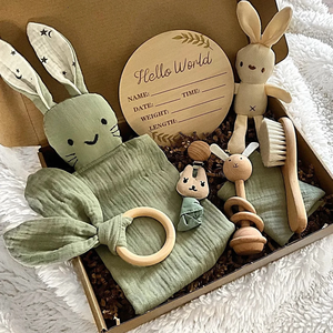 Trẻ sơ sinh bé Comforter Bộ Quà Tặng Muslin Swaddle chăn với lụa điền tắm vòi hoa sen an ninh Teether Chăn bộ đồ giường Quà Tặng trẻ em - Product Image 5