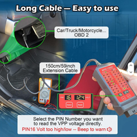 WOYO CTB007 Caja de Conexión OBD2 de 12V, Analizador de CAN con Pantalla Digital, Cable Negro de 27/59 Pulgadas para Herramienta de Diagnóstico Automotriz