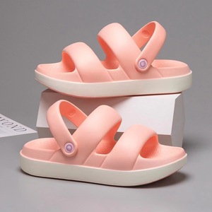 Sandalias Planas de Color Sólido con Punta Abierta y Correa con Hebilla, Suela Antideslizante de EVA, Estilo Slip-On para Verano - Product Image 4
