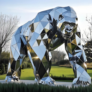 Sáng tạo thép không gỉ động vật điêu khắc đá độc đáo chạm khắc cho trang trí cảnh quan có tính năng ngựa voi Gấu - Product Image 5