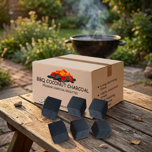 100% Premium Coconut Shell BBQ Grill Briquettes High Quality Black Charcoal <b>Cubes</b> with Stick Pattern Long Burning Time - Product Image 2