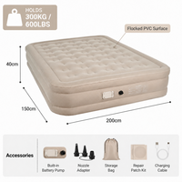 Matelas Gonflable Double avec Pompe à Batterie Intégrée, PVC Floqué, Rehaussé 40cm, Portable pour la Maison et le Camping OEM