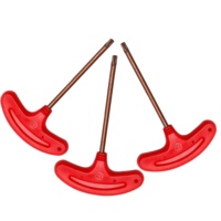 Obeng Torx Gagang Plastik Bentuk T Warna Merah Finishing Rata untuk Industri DIY OEM Multi-Ukuran T6-T30