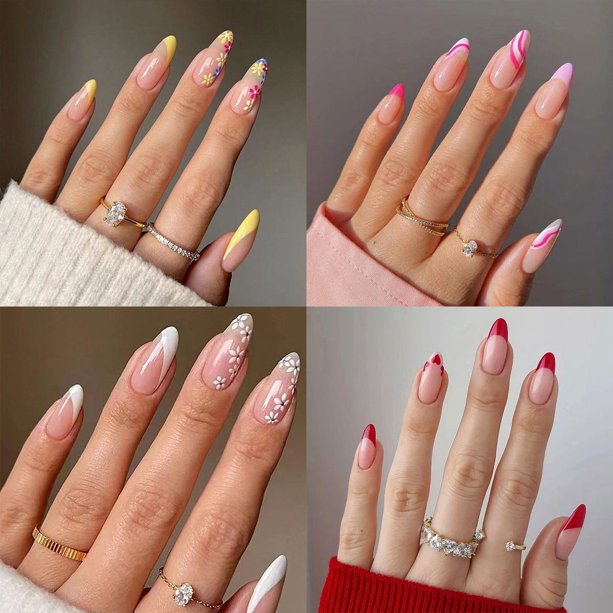 High Quality 24pcs French Tip Press-On Artificial Nails ABS Material False Nail for Fingers Factory Price Wholesale