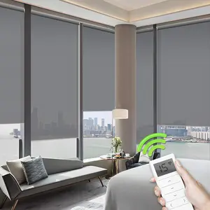 sheer remote control wireless motorized roller shades tuya wifi cordless roller blinds with dustproof top rail cover for windows