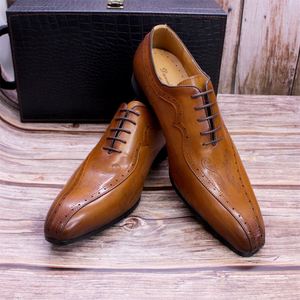 Zapatos de Vestir Oxford de Alta Calidad Estilo Italiano para Hombre, de Cuero, con Cordones, Estampado Láser, Punta Puntiaguda, para Traje, Negocios, Bodas y Fiestas - Product Image 5
