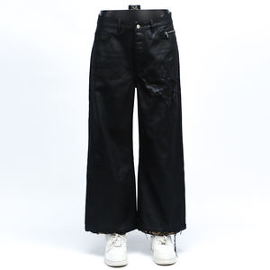 <span class=keywords><strong>Jeans</strong></span> Cerati Neri Casual alla Moda Personalizzati, Vestibilità Ampia, Alta Qualità, Gamba Larga, Orlo Grezzo per Uomo - Product Image 2